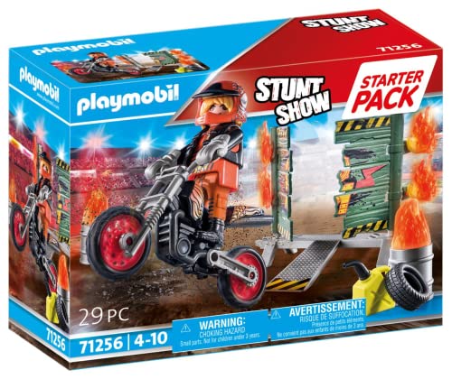 PLAYMOBIL Stuntshow 71256 Motorrad mit Feuerwand inkl. Sprungschanze, ab 4 Jahren von PLAYMOBIL