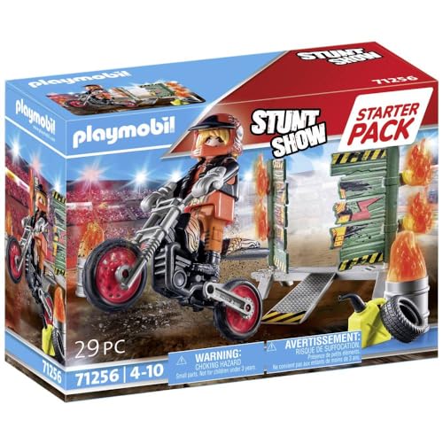 PLAYMOBIL Stuntshow 71256 Motorrad mit Feuerwand inkl. Sprungschanze, ab 4 Jahren von PLAYMOBIL