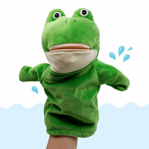 PLAYZOCO Handpuppe Frosch Plüsch Frosch Handpuppe Finger Puppet Puppe Tier Puppe Pädagogisches Spielzeug Plüsch Baumwolle Material PP Größe 25cm Frosch Design von PLAYZOCO