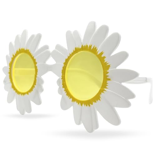 PLAYZOCO Sonnenbrille in Gänseblümchen-Form, rahmenlose Sonnenbrille, Brille mit Gänseblümchen-Design, Kostümbrille, Partybrille, Junggesellenabschied, Karnevalsbrille, Unisex, Weiß PLAYZOCO Sonnenbrille in Gänseblümchen-Form, rahmenlose Sonnenbrille, Brille mit Gänseblümchen-Design, Kostümbrille, Partybrille, Junggesellenabschied, Karnevalsbrille, Unisex, Weiß von PLAYZOCO
