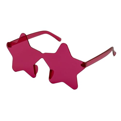 PLAYZOCO Sonnenbrille in Sternform, rahmenlose Sonnenbrille, Sternbrille, Kostümbrille, Partybrille, Junggesellenabschied, Karnevalsbrille, Unisex, Rosa von PLAYZOCO