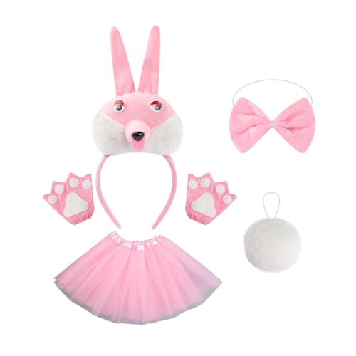 1/3/4/5 Hasen-Kostüm-Set, Ohren, Stirnband, Schwanz, Fliege, Handschuhe, Tutus, Tier, Cosplay, Kostüm für Halloween, Weihnachtsfeier 1/3/4/5 Hasen-Kostüm-Set, Ohren, Stirnband, Schwanz, Fliege, Handschuhe, Tutus, Tier, Cosplay, Kostüm für Halloween, Weihnachtsfeier von PLCPDM