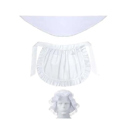 3 PCs/Set Colonial Costum Set Girls Pilger Kostümzubehör Weiß Schürze Schalkappen Für Maid Cosplay von PLCPDM