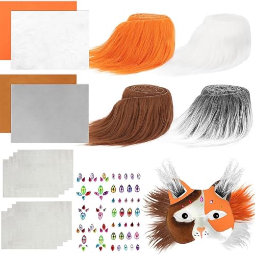 Füchse Katzen Maske Therianer Maskieren Kits Mit Pelzen Aufkleber Und Augennetz Therianer Maskieren Rohlinge Basis Um Kostümmaske Zu Malen von PLCPDM