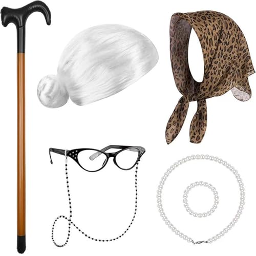 PLCPDM 100 Tage Schulveranstaltung Mädchen Kostüm Alte Dame Machen Realistische Kleidung Für Themenpartys Und Cosplay von PLCPDM