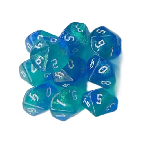 PLCPDM 10pcs 10 Sieben Polyedrische Würfel Acryl Spielen Dices Glänzen Farbenfrohe Tabletop Spiel Für Rollenspiele Geeignet von PLCPDM