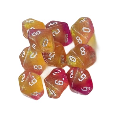 PLCPDM 10pcs 10 Sieben Polyedrische Würfel Acryl Spielen Dices Glänzen Farbenfrohe Tabletop Spiel Für Rollenspiele Geeignet von PLCPDM