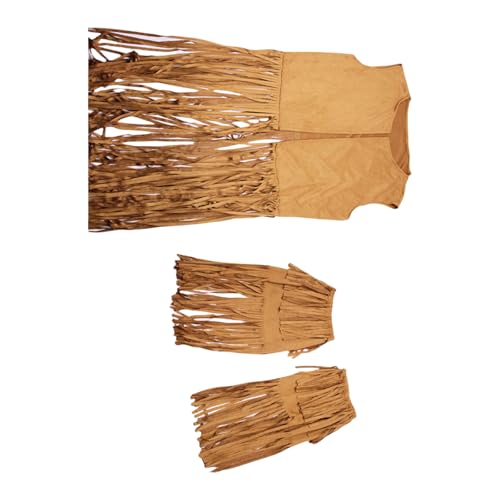 PLCPDM 1960er Jahre 1970er Jahre Outfits Frauen Hippie Kostüm Kleidung Set Frau 1970er Jahre Cowgirl Kostüm Fringe Hippie Weste Top Sonnenbrille Ohrring von PLCPDM