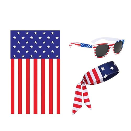 PLCPDM Adult Cape Costume America National Day Outfit Accessoires Brillen Kopfschal Für Den 4. Juli Festivalfeier PLCPDM Adult Cape Costume America National Day Outfit Accessoires Brillen Kopfschal Für Den 4. Juli Festivalfeier von PLCPDM