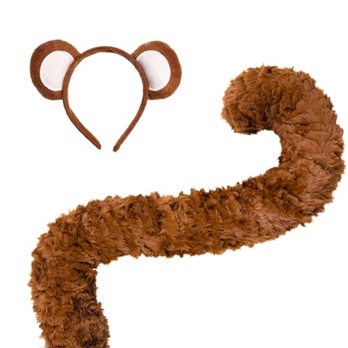 PLCPDM Animal Monkey Kostüm Set Monkey Ohrstirnband Heck Halloween Kostüm Cosplay Party Kindertagesstufe Requisiten Requisiten von PLCPDM