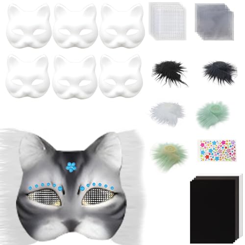 PLCPDM Blanko-Katzen für Damen, Herren, Maskerade, Halloween, Cosplay, handbemalt, Tier-Set PLCPDM Blanko-Katzen für Damen, Herren, Maskerade, Halloween, Cosplay, handbemalt, Tier-Set von PLCPDM