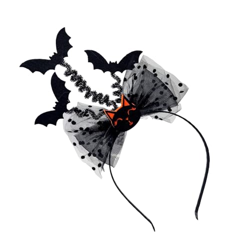 PLCPDM Eleganter Fledermaus-Kopfschmuck für Halloween-Partys, Halloween-Feiern, verstellbare Schleife, Haar-Accessoire, schwarzes Fledermaus-Haarband für Erwachsene von PLCPDM