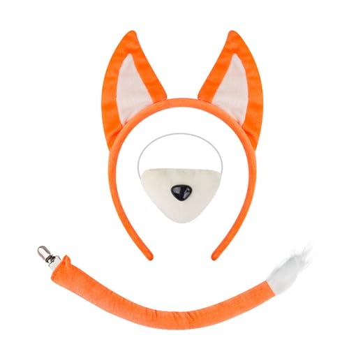 PLCPDM Fuchs Cosplay Kostüm Set Plüsch Schwanz Katzen Ohren Stirnband Füchse Gesicht Aufkleber Falsche Nase für Geburtstag Halloween Verkleidung PLCPDM Fuchs Cosplay Kostüm Set Plüsch Schwanz Katzen Ohren Stirnband Füchse Gesicht Aufkleber Falsche Nase für Geburtstag Halloween Verkleidung von PLCPDM
