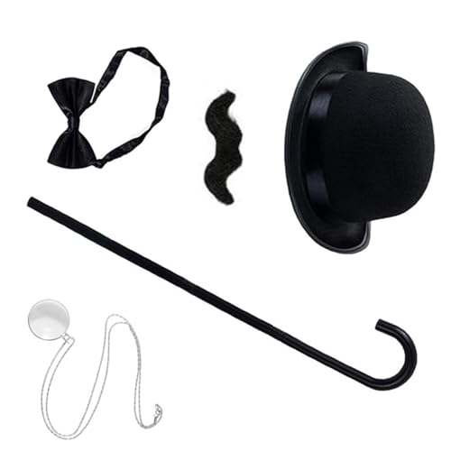 PLCPDM Halloween Monopolys Mann Kostümzubehör Herren Kostüm Bowler Schnurrbart Monocle Cane Krawatte Rich Man Kostüm PLCPDM Halloween Monopolys Mann Kostümzubehör Herren Kostüm Bowler Schnurrbart Monocle Cane Krawatte Rich Man Kostüm von PLCPDM