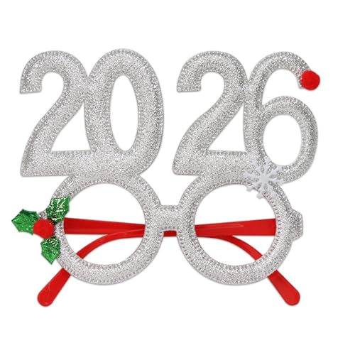 PLCPDM Happy New Year Brille Fancy Party Brille Weihnachten Brillenrahmen Weihnachten Brille ohne Gläser für Damen Herren Weihnachten Party Brille PLCPDM Happy New Year Brille Fancy Party Brille Weihnachten Brillenrahmen Weihnachten Brille ohne Gläser für Damen Herren Weihnachten Party Brille von PLCPDM