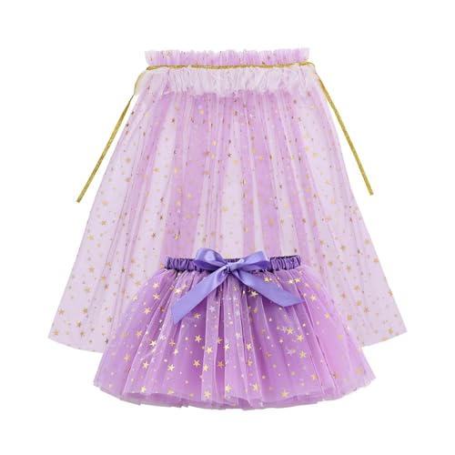 PLCPDM Kinderprinzessin Outfit Girls Tüll Kleid Elastischer Taillenrock & Sterndekor Schalkap Set Für Themenpartys PLCPDM Kinderprinzessin Outfit Girls Tüll Kleid Elastischer Taillenrock & Sterndekor Schalkap Set Für Themenpartys von PLCPDM
