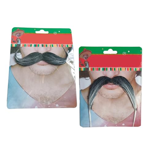 PLCPDM Künstliche Schnurrbärte, selbstklebend, für Festivals, Maskeraden, Partyzubehör, Halloween-Kostüm für Damen und Herren, 2 Stück PLCPDM Künstliche Schnurrbärte, selbstklebend, für Festivals, Maskeraden, Partyzubehör, Halloween-Kostüm für Damen und Herren, 2 Stück von PLCPDM