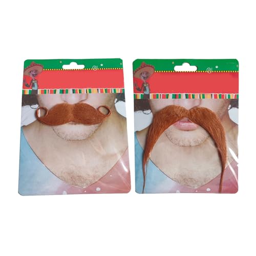 PLCPDM Künstliche Schnurrbärte, selbstklebend, für Festivals, Maskeraden, Partyzubehör, Halloween-Kostüm für Damen und Herren, 2 Stück PLCPDM Künstliche Schnurrbärte, selbstklebend, für Festivals, Maskeraden, Partyzubehör, Halloween-Kostüm für Damen und Herren, 2 Stück von PLCPDM