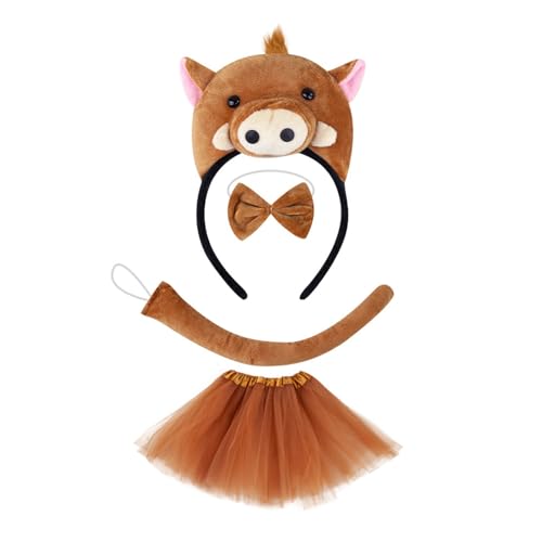 PLCPDM Piggy Tail Kostüm Mit Piggy Stirnband Handschuhtrock Und Bowtie Halloween Piggy Kostüm Für Kid Boy Girl Halloween Cosplay PLCPDM Piggy Tail Kostüm Mit Piggy Stirnband Handschuhtrock Und Bowtie Halloween Piggy Kostüm Für Kid Boy Girl Halloween Cosplay von PLCPDM