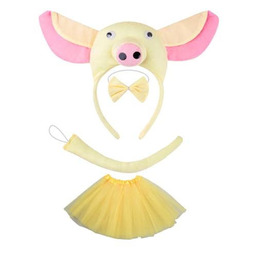 PLCPDM Piggy Tail Kostüm Mit Piggy Stirnband Handschuhtrock Und Bowtie Halloween Piggy Kostüm Für Kid Boy Girl Halloween Cosplay PLCPDM Piggy Tail Kostüm Mit Piggy Stirnband Handschuhtrock Und Bowtie Halloween Piggy Kostüm Für Kid Boy Girl Halloween Cosplay von PLCPDM