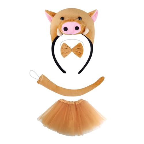 PLCPDM Piggy Tail Kostüm Mit Piggy Stirnband Handschuhtrock Und Bowtie Halloween Piggy Kostüm Für Kid Boy Girl Halloween Cosplay PLCPDM Piggy Tail Kostüm Mit Piggy Stirnband Handschuhtrock Und Bowtie Halloween Piggy Kostüm Für Kid Boy Girl Halloween Cosplay von PLCPDM