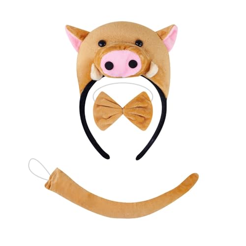 PLCPDM Piggy Tail Kostüm Mit Piggy Stirnband Handschuhtrock Und Bowtie Halloween Piggy Kostüm Für Kid Boy Girl Halloween Cosplay von PLCPDM