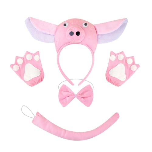 PLCPDM Piggy Tail Kostüm Mit Piggy Stirnband Handschuhtrock Und Bowtie Halloween Piggy Kostüm Für Kid Boy Girl Halloween Cosplay PLCPDM Piggy Tail Kostüm Mit Piggy Stirnband Handschuhtrock Und Bowtie Halloween Piggy Kostüm Für Kid Boy Girl Halloween Cosplay von PLCPDM