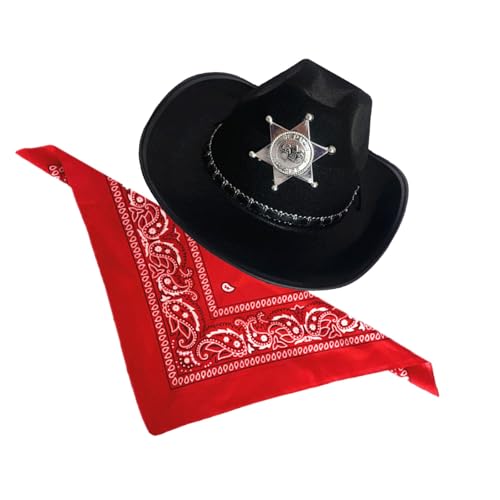 PLCPDM Western Cow Boy Kostüm Set Western Cow Boy Outfits Cowgirl Hat Bandana Für Halloween Party Dress Rollenspiel Cosplay von PLCPDM