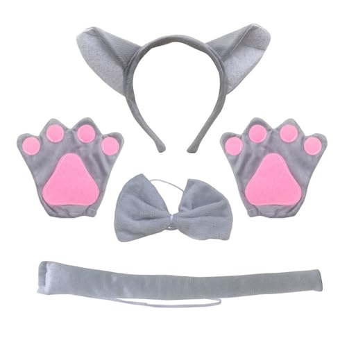 PLCPDM Wolf-Tier-Kostüm-Zubehör, Wolf-Stirnband, Schwanz, Fliege, Rock für Kinder, Jungen, Mädchen, Teenager, Rollenspiele, Halloween, Cosplay PLCPDM Wolf-Tier-Kostüm-Zubehör, Wolf-Stirnband, Schwanz, Fliege, Rock für Kinder, Jungen, Mädchen, Teenager, Rollenspiele, Halloween, Cosplay von PLCPDM