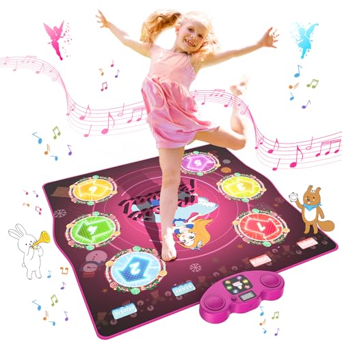 PLEGBLE Tanzmatte für Kinder ab 3 4 5 6 7 8 9 10 11 12 Jahre, Spielteppich Mädchen Spielzeug ab 3-12 Jahre von PLEGBLE