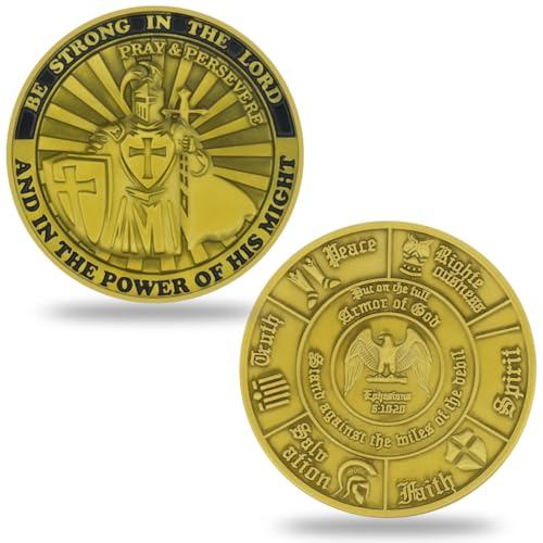 Christliche Münze von Armor of God – inspirierender Glaubensbeweis mit Bibelvers Epheser 6:10, Gebet & Ausdauer für spirituelle Stärke und Schutz von PLG