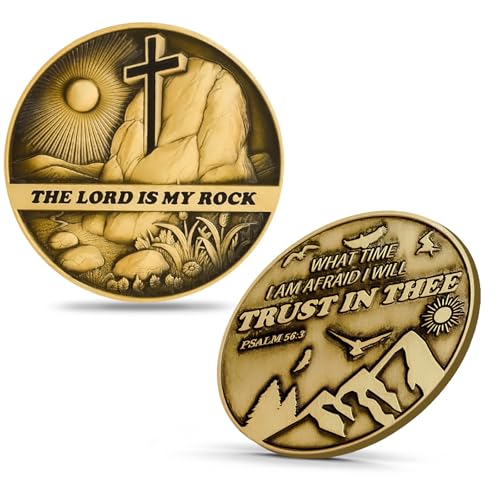 PLG Christliche Herausforderung Münze mit Psalm 56:3 What Time I Am Afraid I Will Trust in Thee and The Lord is My Rock - Inspirierender Taschenmarke, religiöses Geschenk für Christen, tägliche PLG Christliche Herausforderung Münze mit Psalm 56:3 What Time I Am Afraid I Will Trust in Thee and The Lord is My Rock - Inspirierender Taschenmarke, religiöses Geschenk für Christen, tägliche von PLG