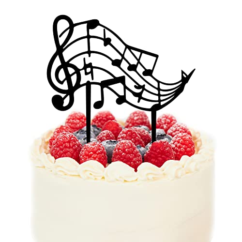 PLIGREAT Musiknoten Cake Topper Schwarzer Acryl-Geburtstags-Kuchen Deckel Musiknoten Dekorationszubehör für Geburtstags Party Hochzeiten Feste Kuchen Dekorationen, Cake Shop Zubehör 17x14 cm PLIGREAT Musiknoten Cake Topper Schwarzer Acryl-Geburtstags-Kuchen Deckel Musiknoten Dekorationszubehör für Geburtstags Party Hochzeiten Feste Kuchen Dekorationen, Cake Shop Zubehör 17x14 cm von PLIGREAT