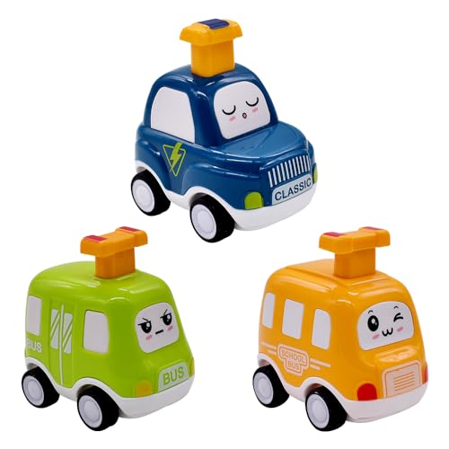 PLLBMXTI Baby Auto Spielzeug, 3 Stück Kinder Spielzeugauto, Press & Go Spielzeug Auto, Niedliches Mini Spielzeug Auto für 1 2 3 jährige Jungen Mädchen von PLLBMXTI