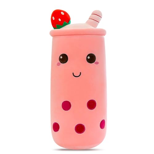 PLLYPE 40CM Bubble Tea Plüschtier, Boba Kuscheltier Plüschpuppen, Bubble Tea Kuscheltier, Teetasse Kissen Kinderspielzeug, Plüschtier Bubble Tea Stofftier, Bubble Tea Squishmallow für Kinder(Rosa) von PLLYPE