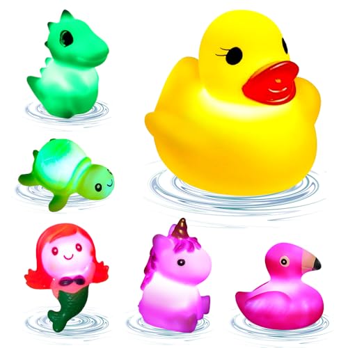 PLLYPE 6 Stück badewannenspielzeug, LED Badespielzeug Baby, Wasserspielzeug Badewanne Spielzeug Kinder, Luminous Bath Toys mit Dinosaurier, Mermaid, Geschenke für Kinder Jungen und Mädchen PLLYPE 6 Stück badewannenspielzeug, LED Badespielzeug Baby, Wasserspielzeug Badewanne Spielzeug Kinder, Luminous Bath Toys mit Dinosaurier, Mermaid, Geschenke für Kinder Jungen und Mädchen von PLLYPE