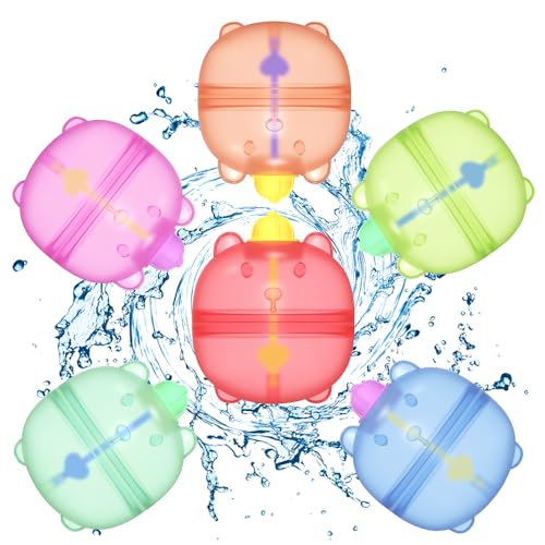 PLLYPE 6PCS Wiederverwendbare Magnetische Wasserballons, Wiederverwendbare Wasserbomben Selbstschließend, Silikon Wiederverwendbare Wasserbomben Outdoor Spielzeug für Kinder Wasserspie von PLLYPE