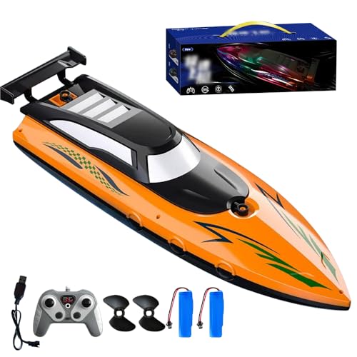 PLLYPE Ferngesteuertes Boot, 2,4 GHz 50km/h RC Boot, Rennboot RC mit 2 Batterien, für Kinder und Erwachsene, 50 Meter Kontrollabstand von PLLYPE