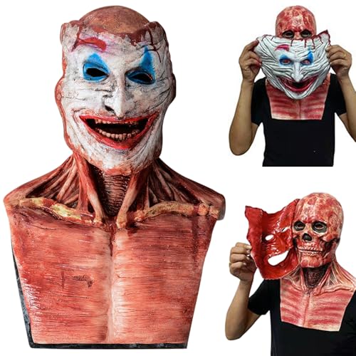 PLLYPE Halloween Horror Clown Maske, Doppelte Schicht Abziehbare Horror Maske, Blutiger Horror Maske, mit Beweglichem Kiefer, für Cosplay Party Carnival Kostümpartys von PLLYPE