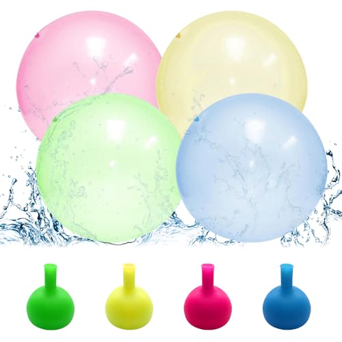 PLLYPE Wasserblasenball, 4 Stück 80CM Aufblasbare bubble ball, Wasserball Transparenter Hüpfballon, Reissfester Bubble Ballon, für Beach, Garden, Party PLLYPE Wasserblasenball, 4 Stück 80CM Aufblasbare bubble ball, Wasserball Transparenter Hüpfballon, Reissfester Bubble Ballon, für Beach, Garden, Party von PLLYPE