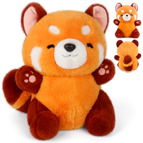 PLLYPE Roter Panda Kuscheltier 23cm Red Panda Plush Kawaii Panda Plüschtier,Kuscheliger Panda Plüsch,Flauschiger Stofftier Panda Stofftier Plüsch,Panda Puppen Kissen Geschenk für Kinder Junge Mädchen von PLLYPE