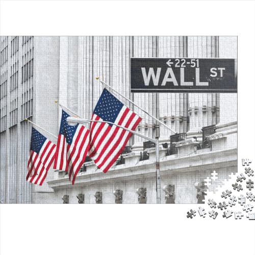 1000 Teile Puzzle von Wall Street New York für Erwachsene, Holzpuzzle, pädagogische, intellektuelle Puzzles, lustiges Familienspiel, 1000 Teile (75 x 50 cm) von PLMoney