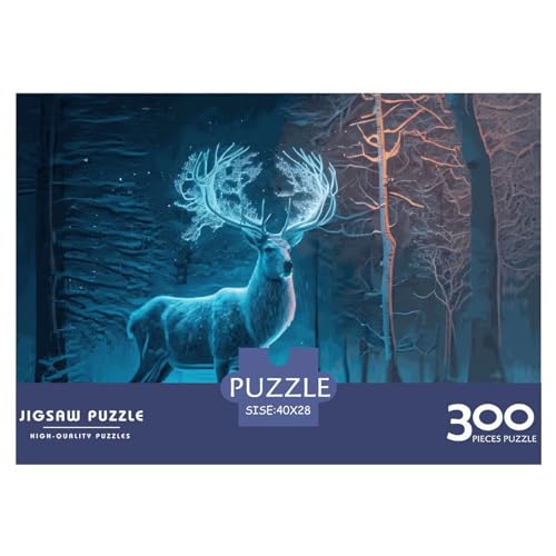 300-teiliges Puzzle, magisches Hirsch-Puzzle, Holzpuzzle, Montagespielzeug, interaktives Familienspiel, 300 Teile (40 x 28 cm) von PLMoney