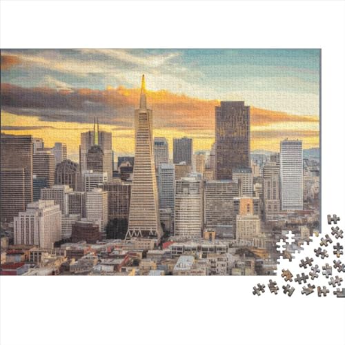 Puzzles für Erwachsene, 1000-teiliges Puzzle für Erwachsene, San Francisco, Kalifornien, kreative rechteckige Puzzles, Holzpuzzle, Puzzle 1000 Teile (75 x 50 cm) von PLMoney