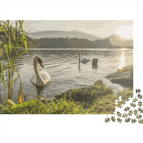 Swans Lake Puzzle für Erwachsene, 1000 Teile, klassisches Puzzle, Holzpuzzle, Wandkunst, einzigartiges Spielzeug, Geschenk, 1000 Teile (75 x 50 cm) von PLMoney