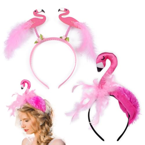 PLNVNVP 2Pcs Haarreif Flamingo Kopfschmuck Flamingo Plüsch Stirnband Haarband Hawaii Karneval Haarschmuck Accessoire für Damen Kinder, Rosa von PLNVNVP