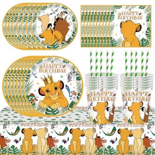 PLNVNVP 60pcs König der Löwen Partygeschirr Set, Lion Geschirr Set Partyzubehör, Teller, Papiertasse, Taschentuch, Stroh,König der Löwen Partygeschirr Thema Geschirr Set -10 Position PLNVNVP 60pcs König der Löwen Partygeschirr Set, Lion Geschirr Set Partyzubehör, Teller, Papiertasse, Taschentuch, Stroh,König der Löwen Partygeschirr Thema Geschirr Set -10 Position von PLNVNVP
