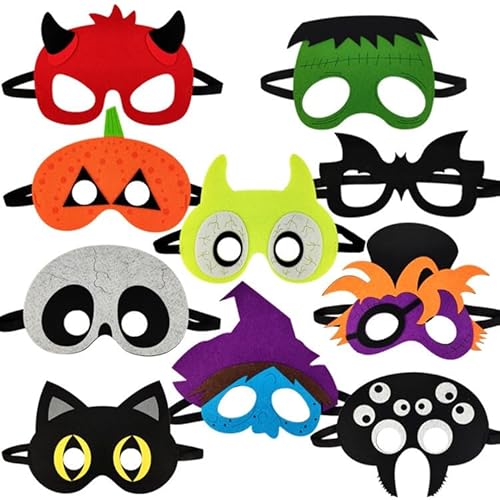 PLNVNVP Halloween Filz Masken, 10 Pcs Party Masken, Halloween Süße Party Masken Cartoon Masken Kinder Cosplay Masken Set für Jungen Mädchen Karneval Maskerade Cosplay Party PLNVNVP Halloween Filz Masken, 10 Pcs Party Masken, Halloween Süße Party Masken Cartoon Masken Kinder Cosplay Masken Set für Jungen Mädchen Karneval Maskerade Cosplay Party von PLNVNVP
