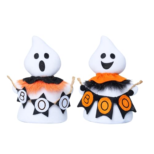 PLNVNVP Halloween Geisterplüsch, 2pcs Geisterspielzeug Dekoration, Halloween Weißer Plüschtier, Cartoon Geisterkissen Puppe für Kinder Geschenk Deko Geister Wurfkissen von PLNVNVP