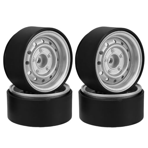 Für Axial Für SCX10 Für Traxxas Für TRX4 D90 Für Redcat Gen8 1/10 RC Crawler Auto Metall 1,9 "Beadlock Felge Radnabe Upgrade Teile RC Autoteile(Silver) von PLOQAZEH